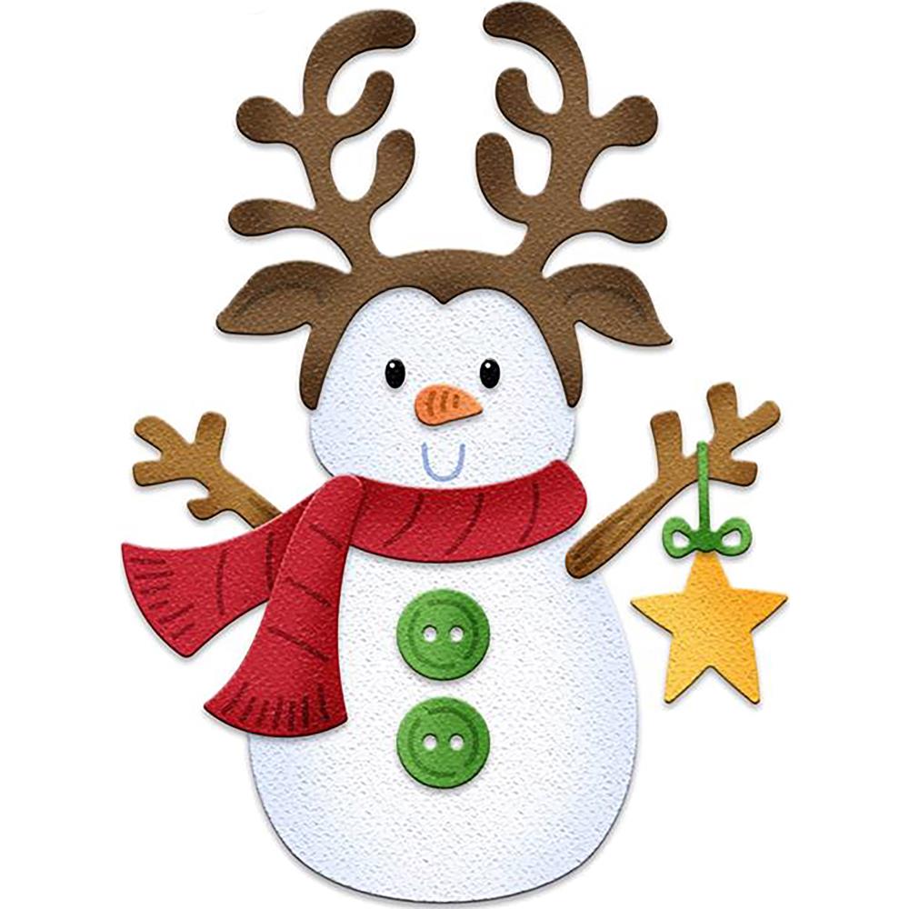 Reindeer Snowman Die /  Suaje de Muñeco de Nieve Reno Descontinuado Cottage Cutz