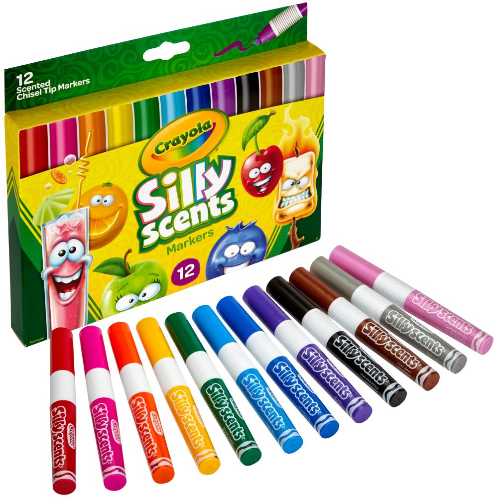 Silly Scents Wedge Tip Washable Markers / 12 Marcadores Lavables Perfumados Marcadores &amp; Plumones Crayola