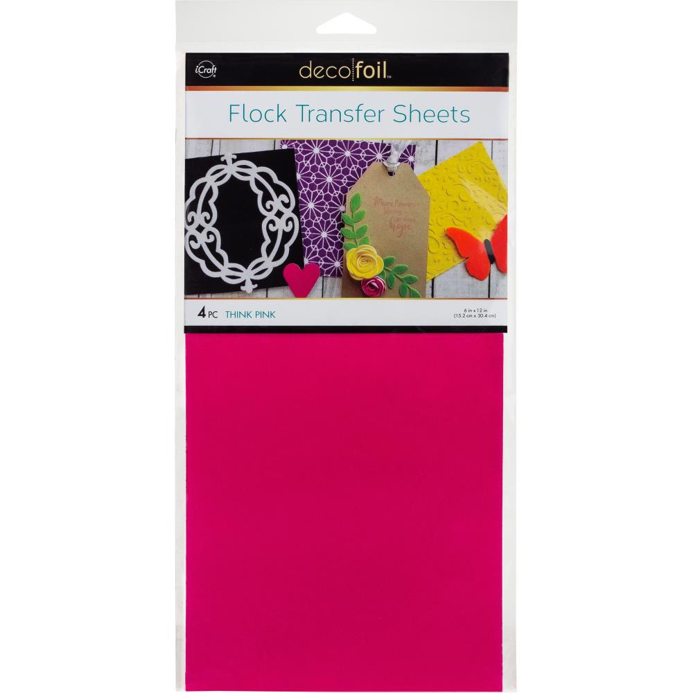 Flock Transfer Sheets Think Pink / Papel Transfer de Terciopelo Rosa Descontinuado iCraft