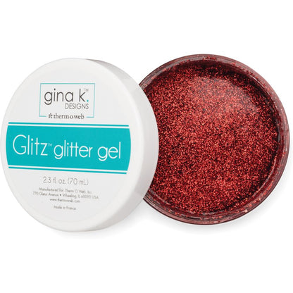 Gina K Designs Glitz Glitter Gel Red Velvet / Gel Diamantina Rojo Pastas Texturizadoras y Medios Mixtos Gina K Designs