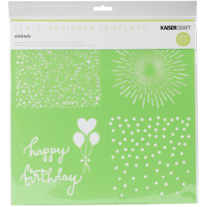 Designer Template Celebrate Stencil / Plantilla de Celebraciones Gde. Descontinuado Kaiser Craft