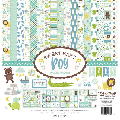 Kit Sweet Baby Boy / Papeles y Stickers Bebé Descontinuado Echo Park