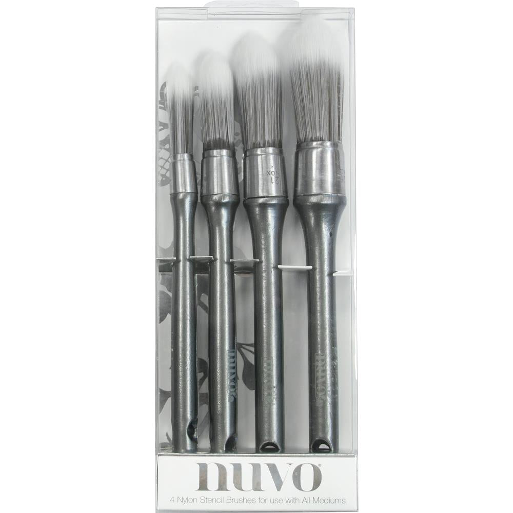 Stencil Brushes / 4 Brochas para Estenciles Pinceles y Brochas Nuvo