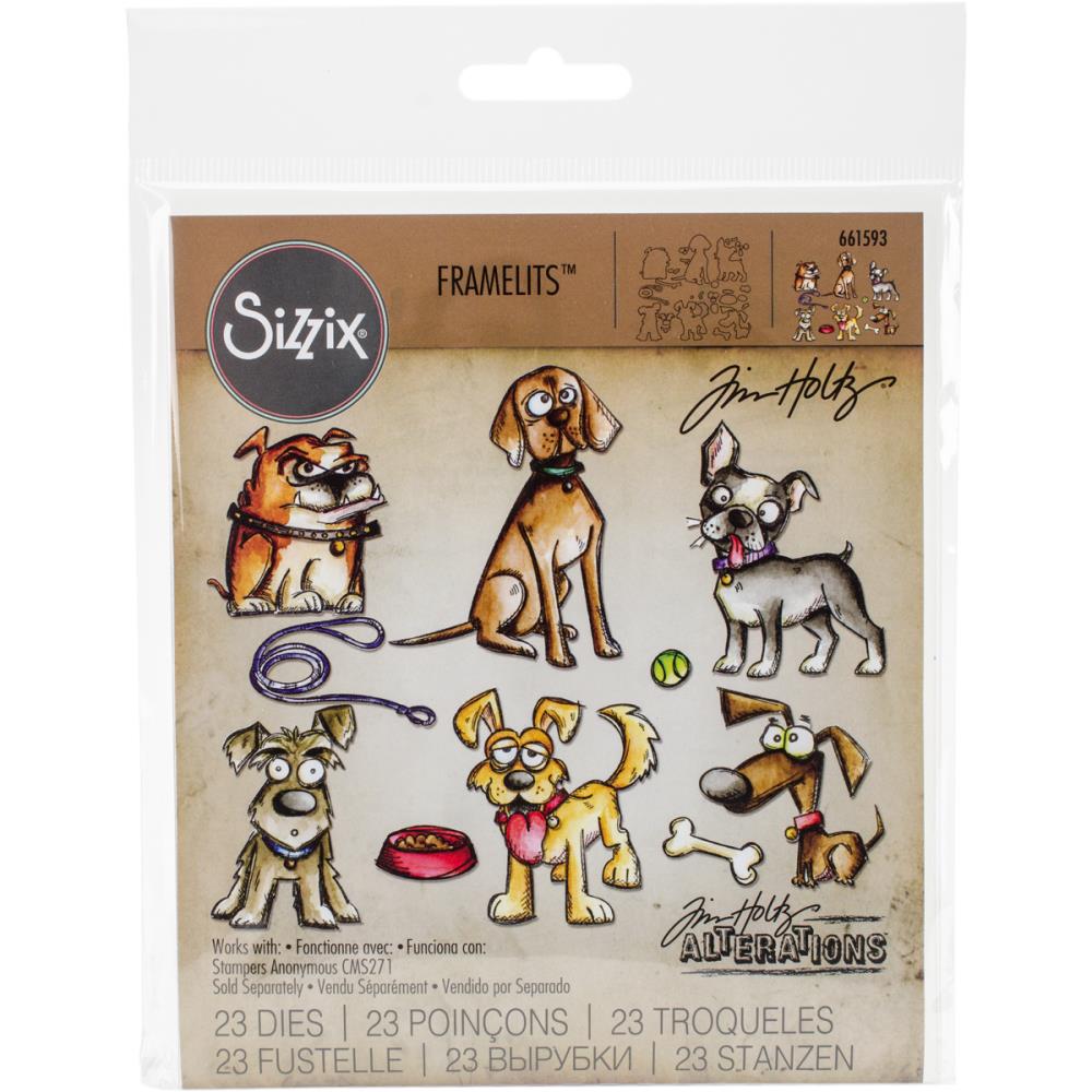 Tim Holtz Framelits Dies Crazy Dogs / Suajes de Perros Locos Dados de Corte / Suajes / Troqueles Sizzix