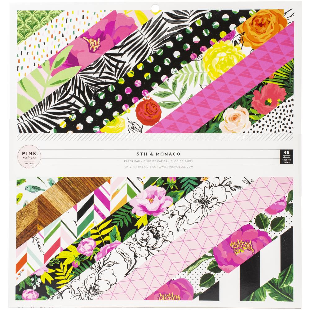 5th &amp; Monaco Paper Pad 12" / Block de Papel Floral Descontinuado Pink Paislee