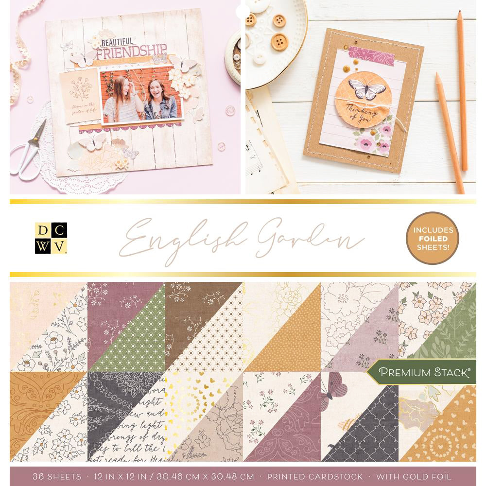 English Garden Cardstock Pack / Paquete Cartulina Tonos Tierra Pastel Papel DCWV