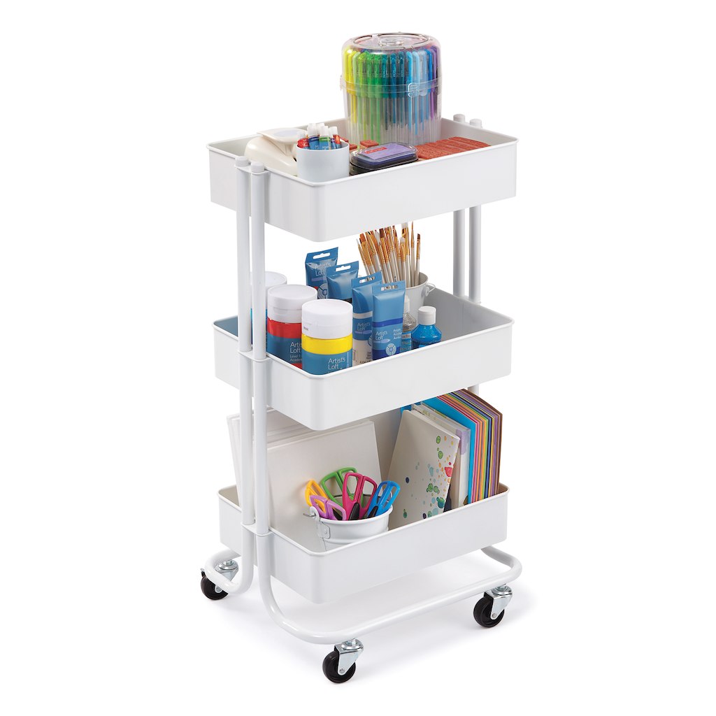 Metal Rolling Utility Cart: White / Carrito con Ruedas Blanco Descontinuado Darice