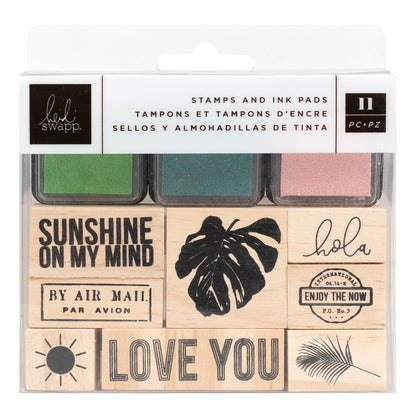 Wooden Stamp &amp; Ink Pad / Sellos y Tintas Descontinuado American Crafts