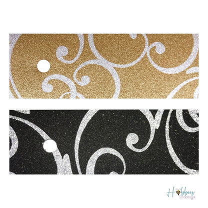 Pow Glitter Flourish Paper Pack / 4 Hojas de Papel Estampado Negro y Dorado Papel American Crafts