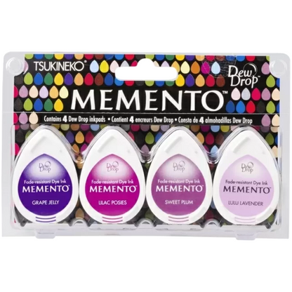 Memento Dew Drop Dye Ink Pads Juicy Purple / Set de 4 Tintas Morados Tintas TSUKINEKO