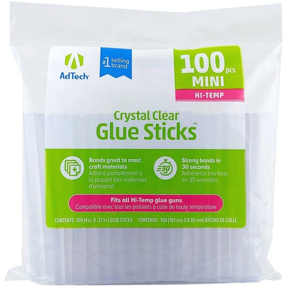 High Temp Mini Glue Sticks / 100 Barras de Silicón Alta Temperatura Adhesivos / Pegamentos Ad Tech