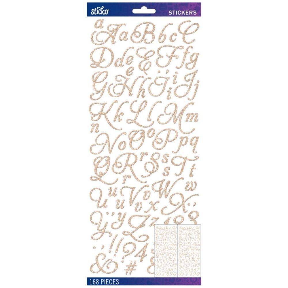 Champagne Aphrodite Alphabet Stickers / Estampas de Alfabeto Oro Glitter Descontinuado Sticko