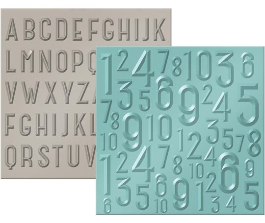 Next Level ABC-123 Embossing Folders / Folders de Grabado Profundo de Alfabeto y Números Descontinuado We R Memory Keepers