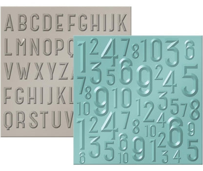 Next Level ABC-123 Embossing Folders / Folders de Grabado Profundo de Alfabeto y Números Descontinuado We R Memory Keepers