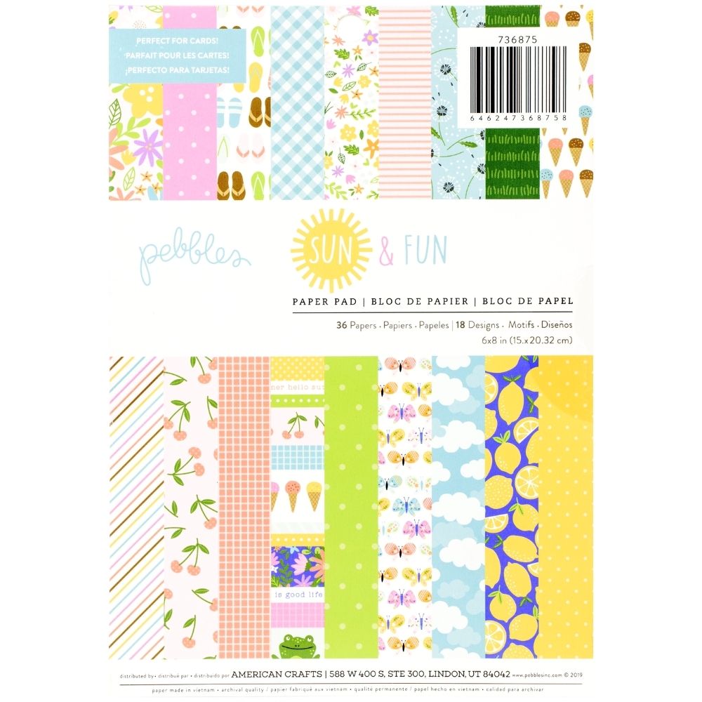 Sun &amp; Fun Paper Pad 6 x 8&quot; / Block de Papel Verano Papel Pebbles