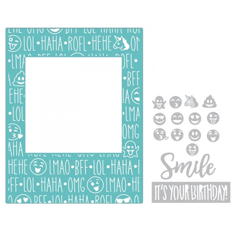 Embossing Folder &amp; Die Set Birthday Smiles /  Floder de Grabado y Suajes Caritas Descontinuado Sizzix