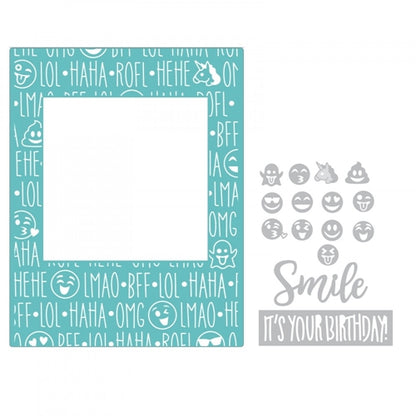 Embossing Folder &amp; Die Set Birthday Smiles /  Floder de Grabado y Suajes Caritas Descontinuado Sizzix