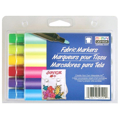 Brilliant Fabric Markers Broad Tip / 6 Marcadores para Tela Marcadores &amp; Plumones Marvy Uchida