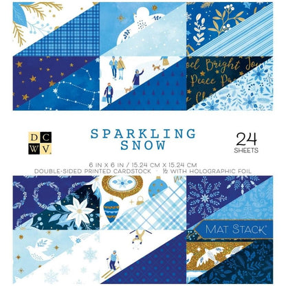 Sparkling Snow 6&quot; Cardstock / Block de Navidad Tonos Azules Papel DCWV