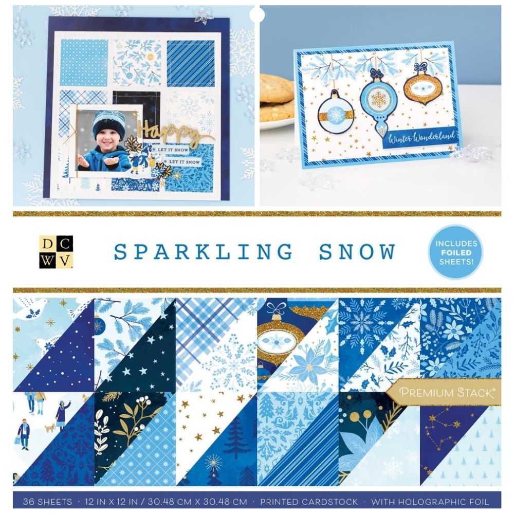 Sparkling Snow Cardstock / Block de Cartulina Navideña Papel DCWV