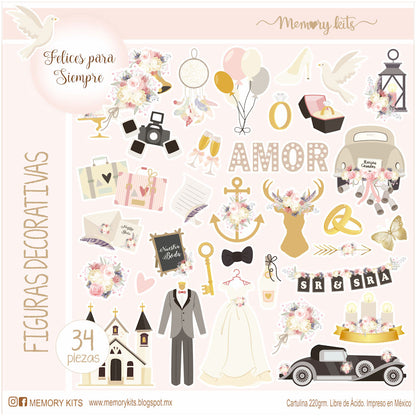 Kit de Papel Cartulina Felices para Siempre Descontinuado Memory Kits