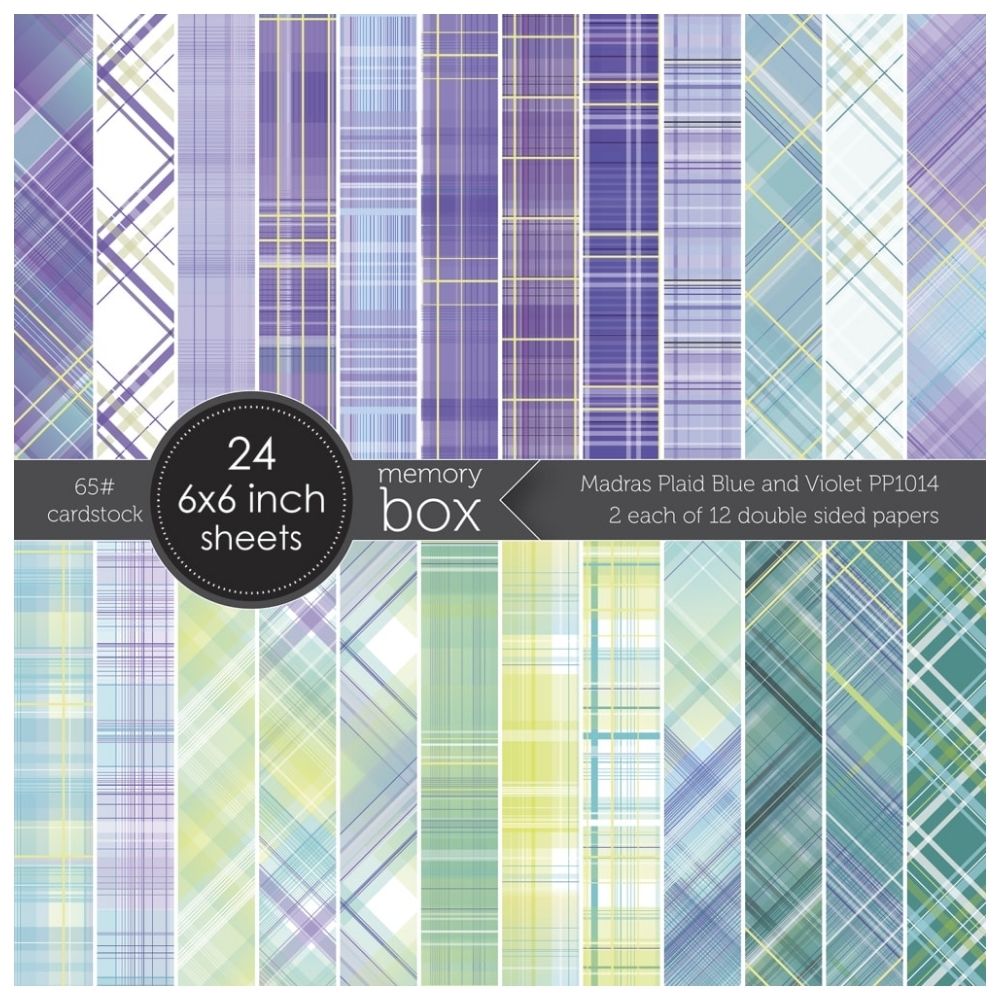 Madras Plaid Blue &amp; Violet 6&quot; / Block de Cartulina Tartán Azul y Violeta Papel Memory Box