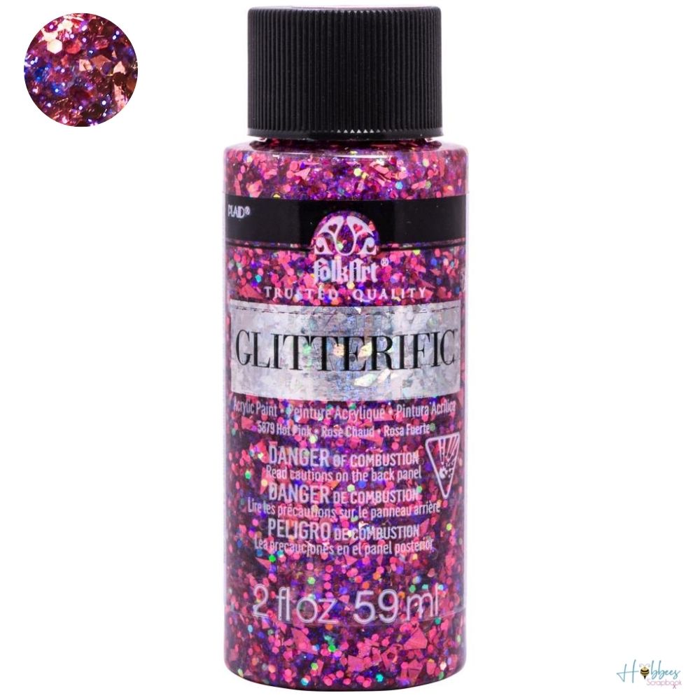 FolkArt Glitterific Paint Hot Pink / Pintura Acrílica con Glitter Acrìlicos Plaid