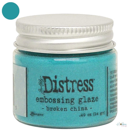 Distress Embossing Glaze Broken China / Polvo de Embossing Azul Polvos de Embossing Ranger