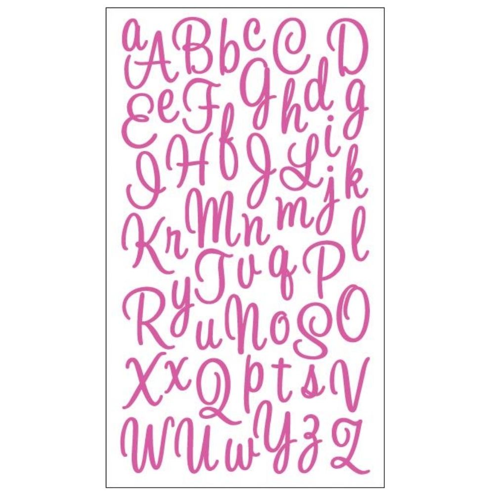 Sweetheart Script Pink Stickers / Estampas de Alfabeto Rosa con Glitter Stickers Sticko