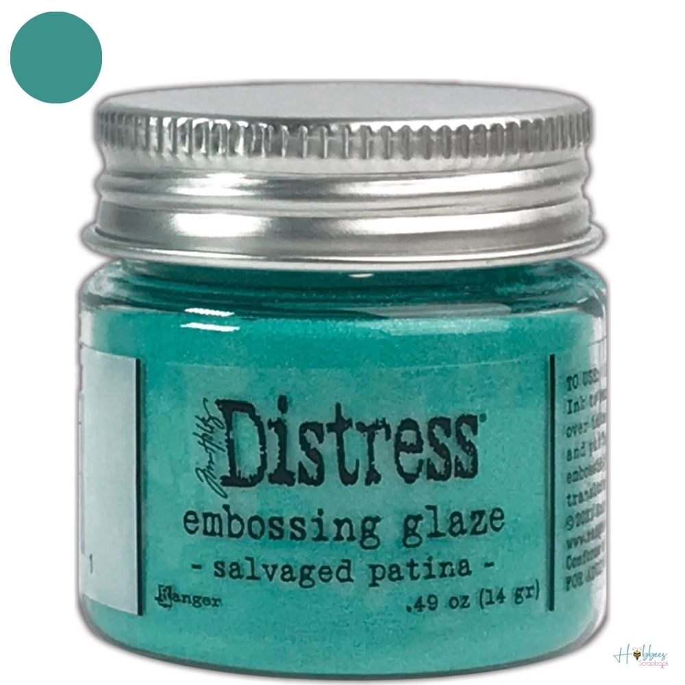 Distress Embossing Glaze Salvaged Patina / Polvo de Embossing Azul Patina Polvos de Embossing Ranger