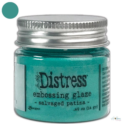 Distress Embossing Glaze Salvaged Patina / Polvo de Embossing Azul Patina Polvos de Embossing Ranger