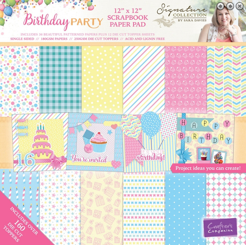 Birthday Party Paper Pad 12" X 12" / Block de Papel Cumpleaños Descontinuado Crafter&