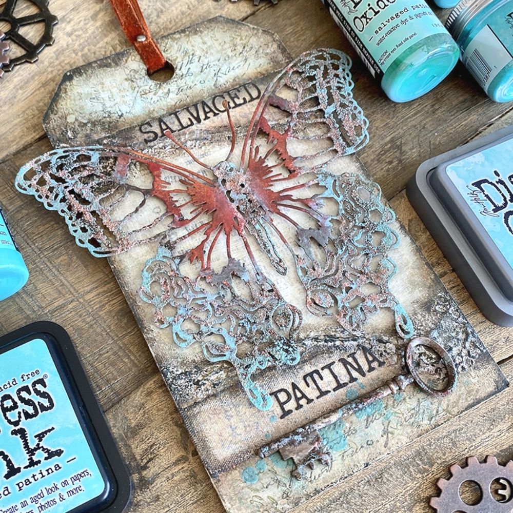 Tim Holtz Distress Salvaged Patina / Tinta para Sellos Azul Tintas Ranger