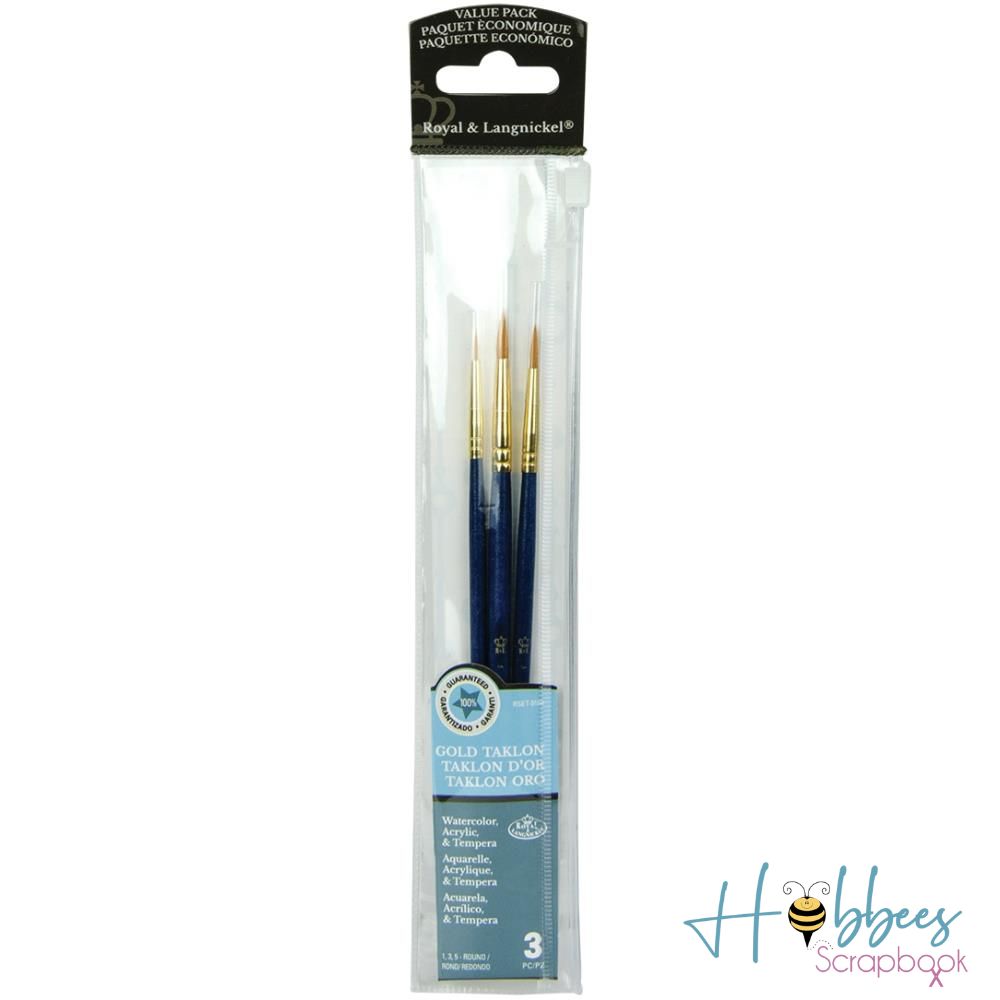 Gold Taklon Value Pack Brush Set / Juego de 3 Pinceles Taklón Pinceles y Brochas Royal Langnickel