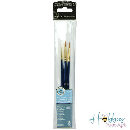 Gold Taklon Value Pack Brush Set / Juego de 3 Pinceles Taklón Pinceles y Brochas Royal Langnickel