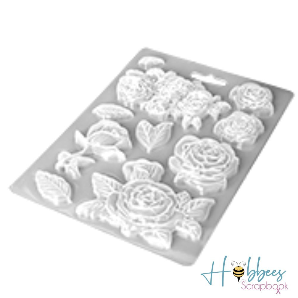 Soft Maxi Mould A5 Roses, Desire  / Molde de Silicón de Rosas Herramientas para Modelado Stamperia