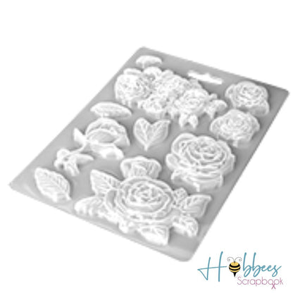 Soft Maxi Mould A5 Roses, Desire  / Molde de Silicón de Rosas Herramientas para Modelado Stamperia