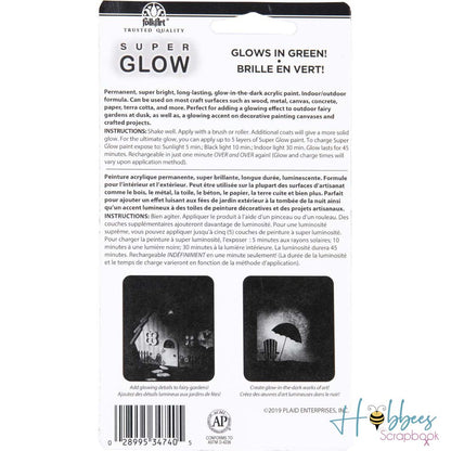 Super Glow Acrylic Glow-In-The-Dark Paint Green / Pintura Brillo en la Oscuridad Verde Acrìlicos DecoArt