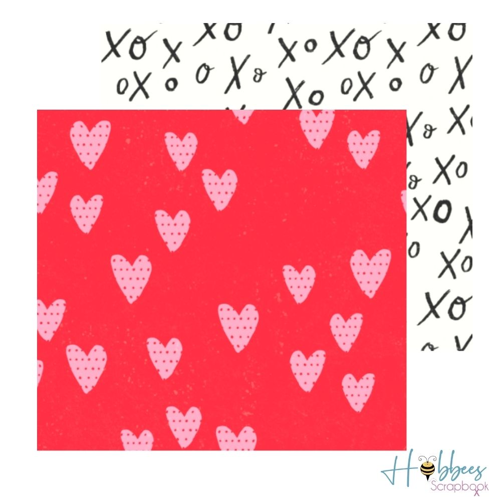 Heart You Paper / 1 Hoja de Papel Doble Cara Corazones y XoXo Papel American Crafts