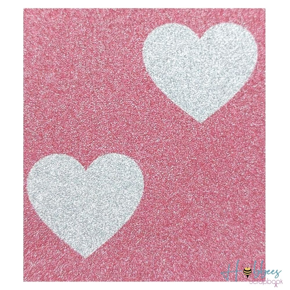 Rouge Hearts Glitter Paper / 10 Hojas de Papel Glitter de Corazones