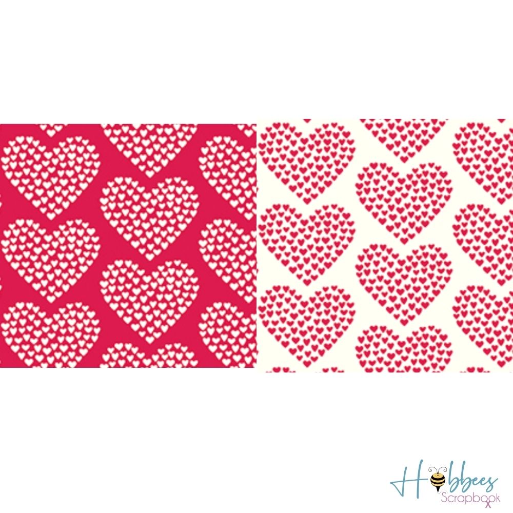 With Love Paper / 25 Hojas Cartulina Doble Cara Corazones Descontinuado Pebbles