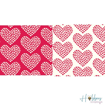 With Love Paper / 25 Hojas Cartulina Doble Cara Corazones Descontinuado Pebbles