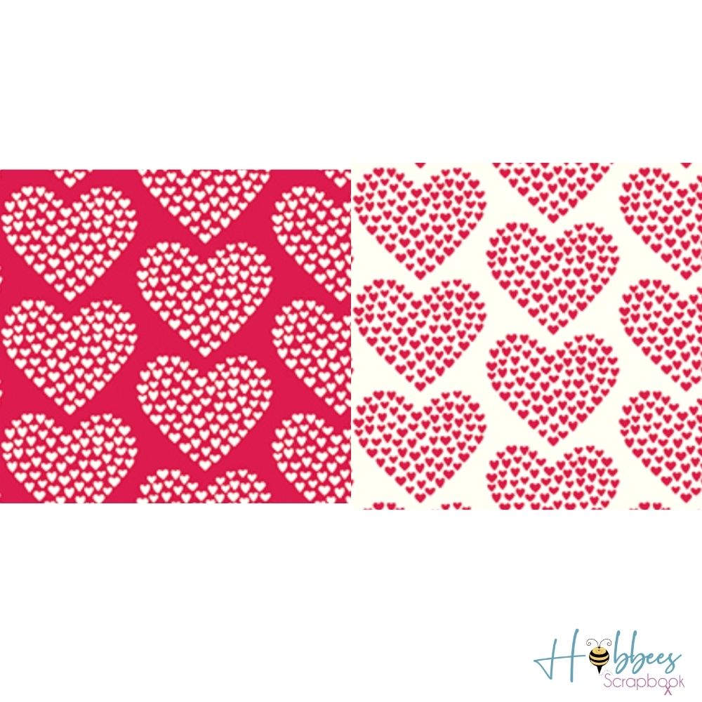 With Love Paper / 1 Hoja Cartulina Doble Cara Corazones Papel, Hojas Sueltas Pebbles