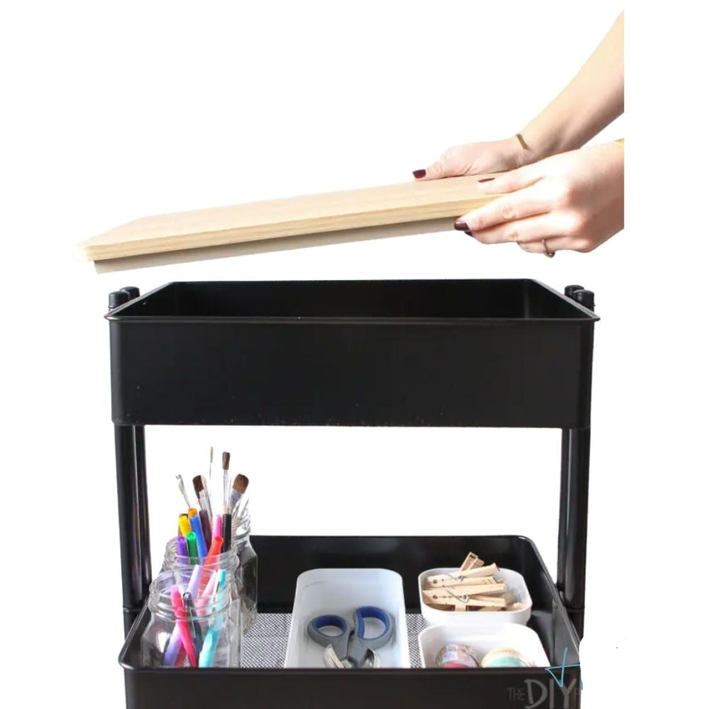 Wood Metal Cart Top  / Cubierta Color Madera para Carrito de Metal Almacenamiento y Organización Darice