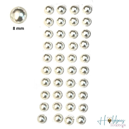 Bling Stickers White Pearl 8mm / Piedritas Decorativas Autoadhesivas Blanco Perla Adornos / Embellishments Darice