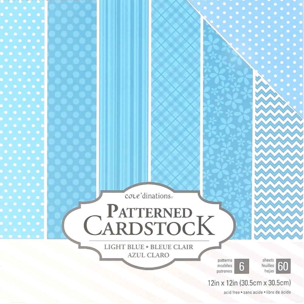 Patterned Cardstock 60 Pkg Light Blue / 60 Hojas de Cartulina Tonos Azul Claro