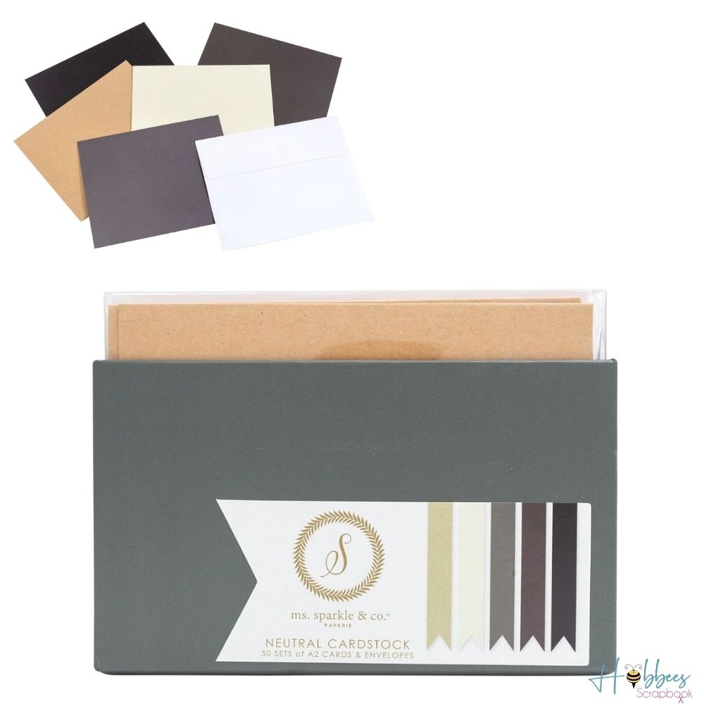 Neutral Box of Cards / Tarjetas y Sobres Colores Neutros Papel Ms Sparkle &amp; Co