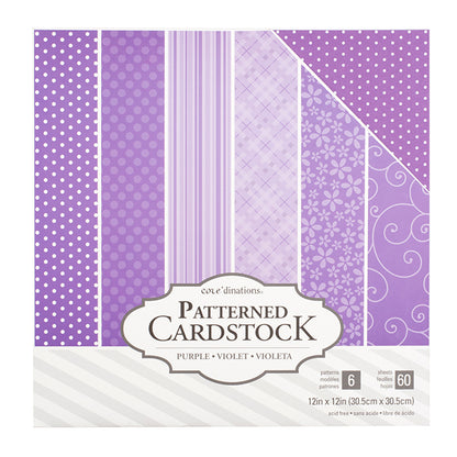 Purple Patterned Cardstock / Cartulina Decorada Violetas 60 Hojas Descontinuado Core&