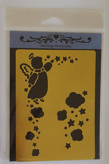 Angel and Clouds Stencil / Estécil de Ángel y Nubes Descontinuado Heritage HandCrafts