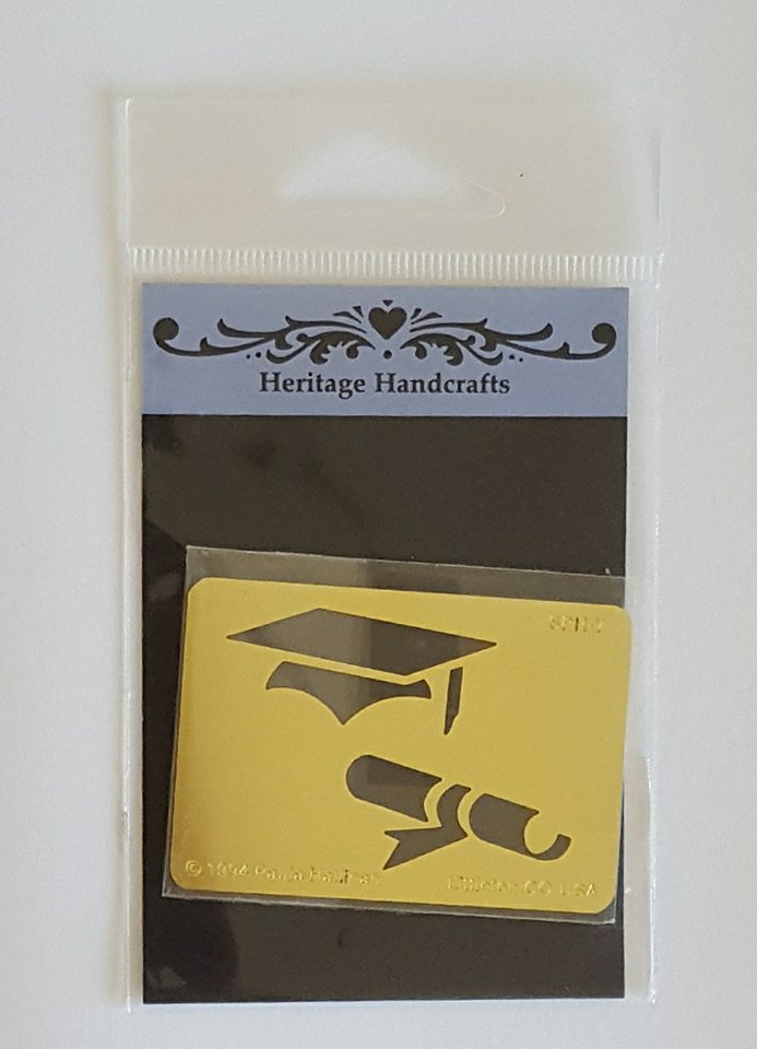 Mortarboard and Diploma Stencil / Estencil de Birrete y Diploma Descontinuado Heritage HandCrafts